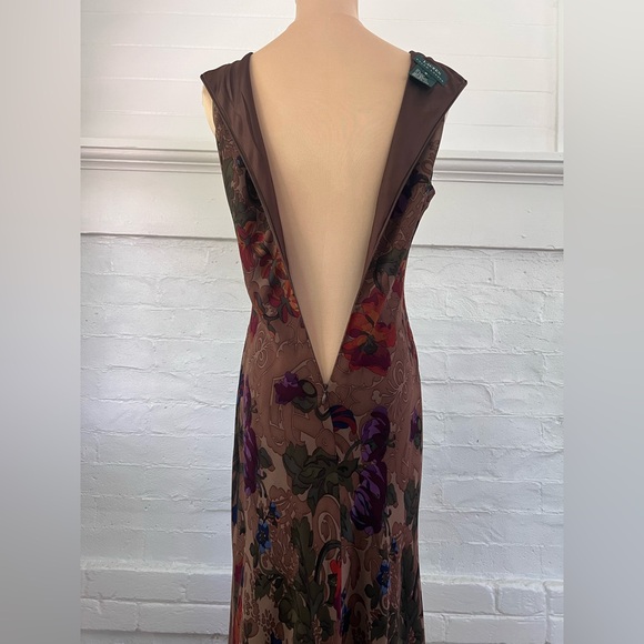 Lauren Ralph Lauren Vintage Floral Silk Chiffon Bias Cut Maxi Dress - Picture 6 of 12